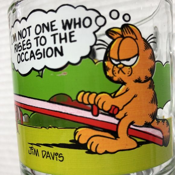VINTAGE McDonalds Garfield & Odie Glass Coffee Tea Mug Cup Anchor Hocking 1980 - Picture 4 of 7
